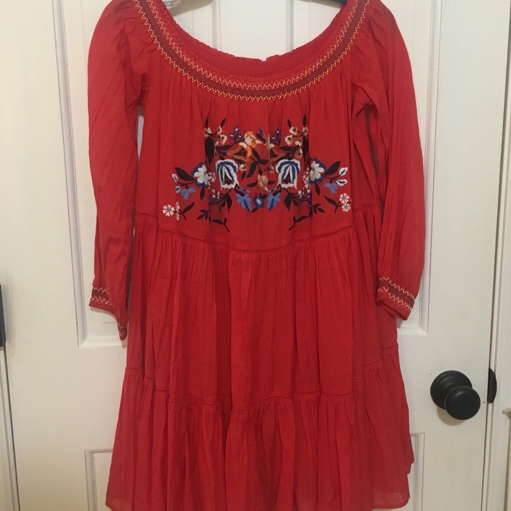 Free People Sunbeams orange mini dress